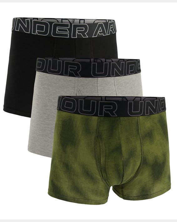 Bóxer con estampado de 8 cm UA Performance Cotton Boxerjock® para hombre - Paquete de 3, Green, pdpMainDesktop image number 2